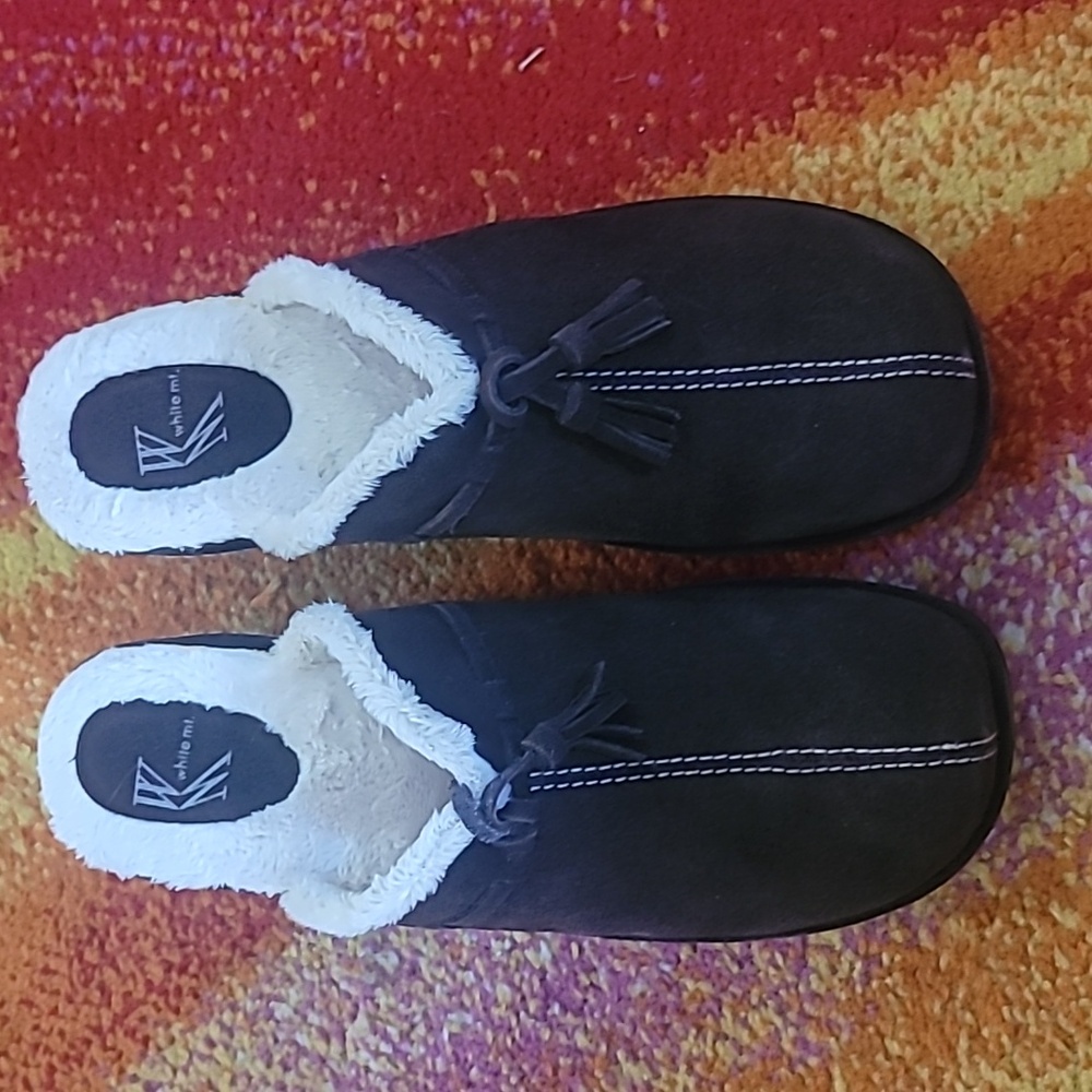 White Mountain Brown Suede Clogs with Faux Fur